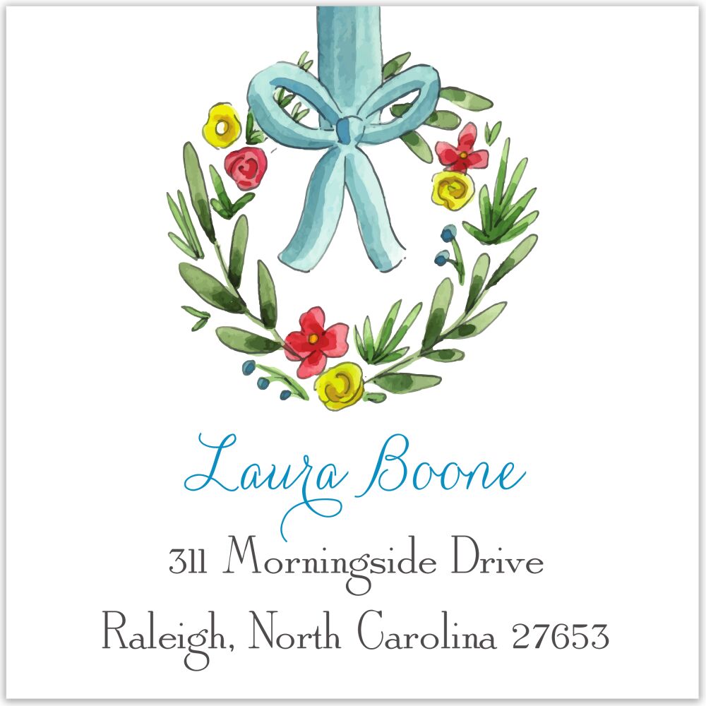 Spring Wreath Return Address Label