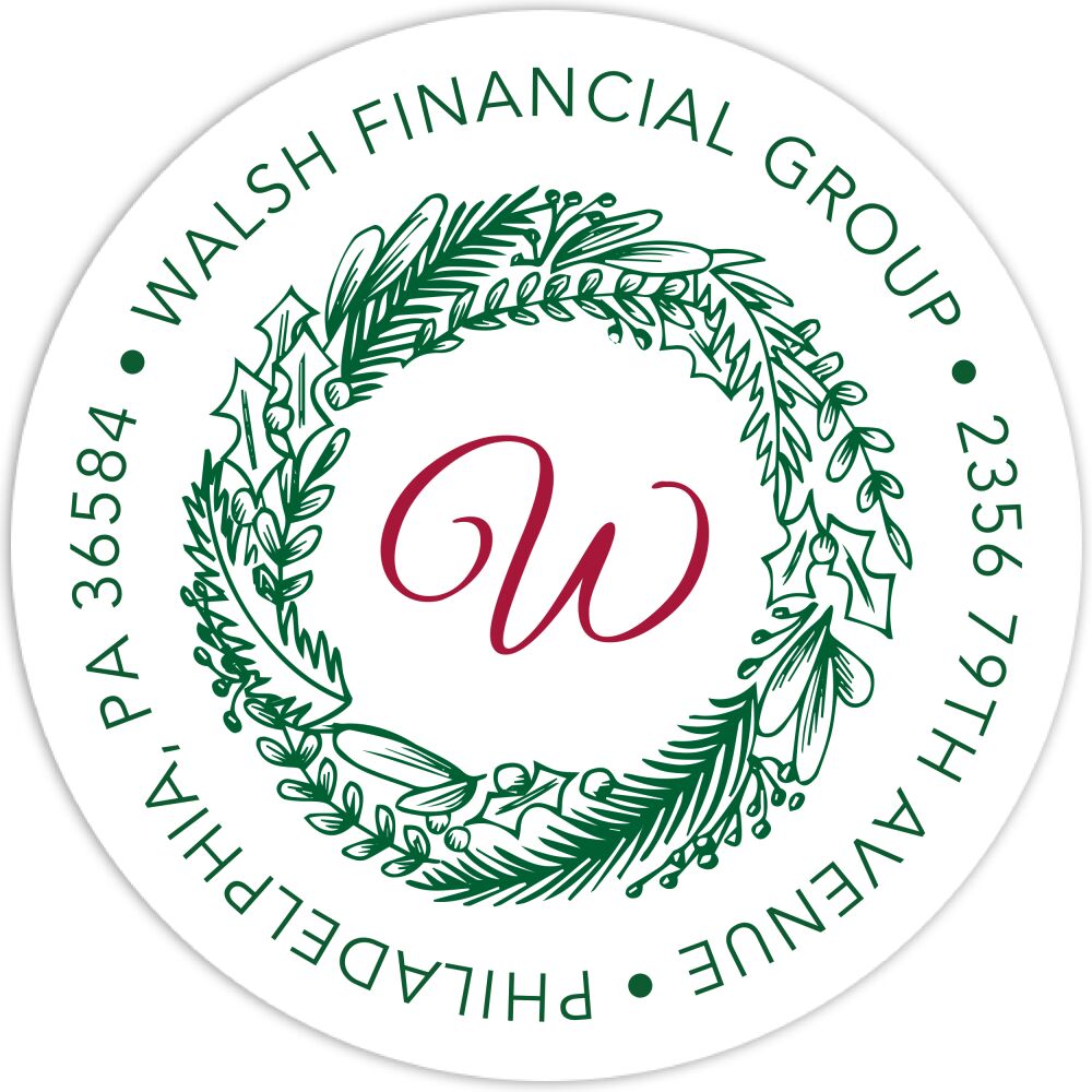 Evergreen Wreath Return Address Label