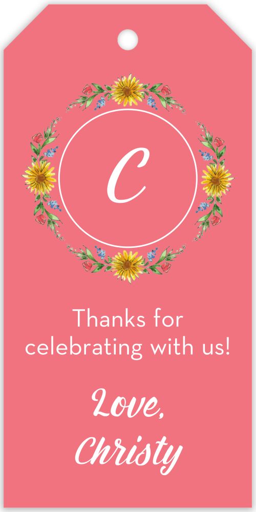 Circle of Sunflowers (Coral) Hanging Gift Tag