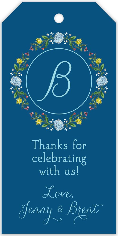 Circle of Spring Florals (Navy) Hanging Gift Tag