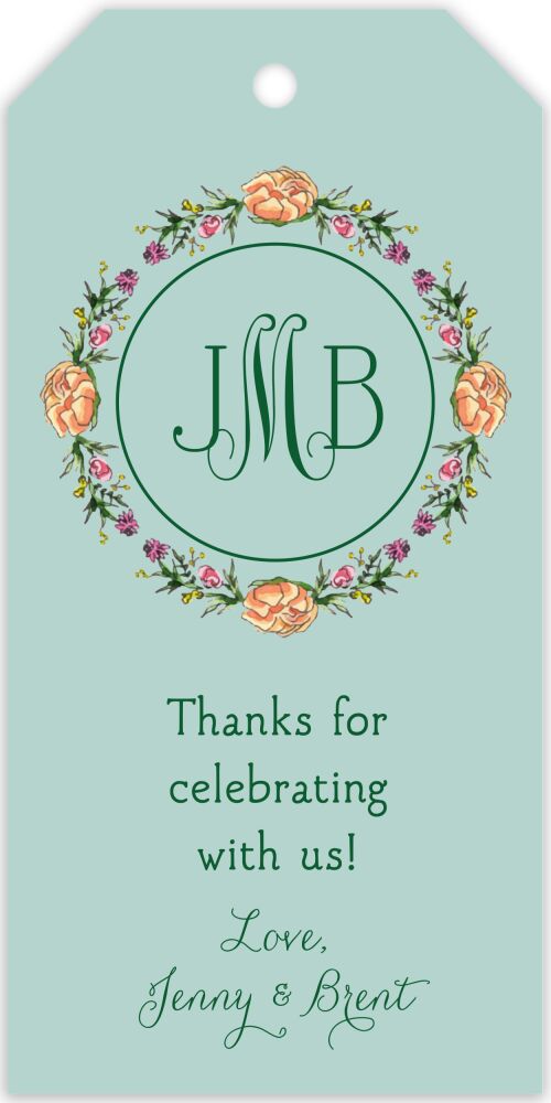 Peonies & Roses (Seafoam) Hanging Gift Tag