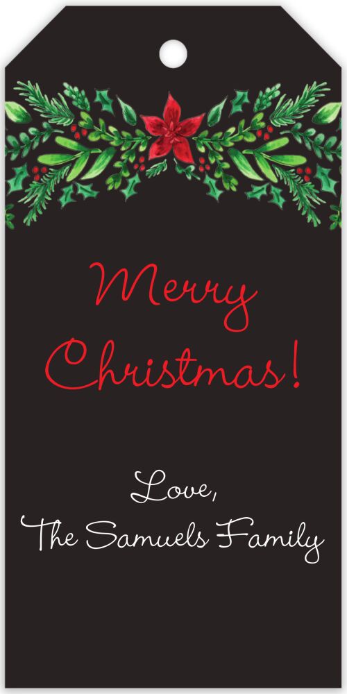 Winter Greenery & Poinsettia Hanging Gift Tag