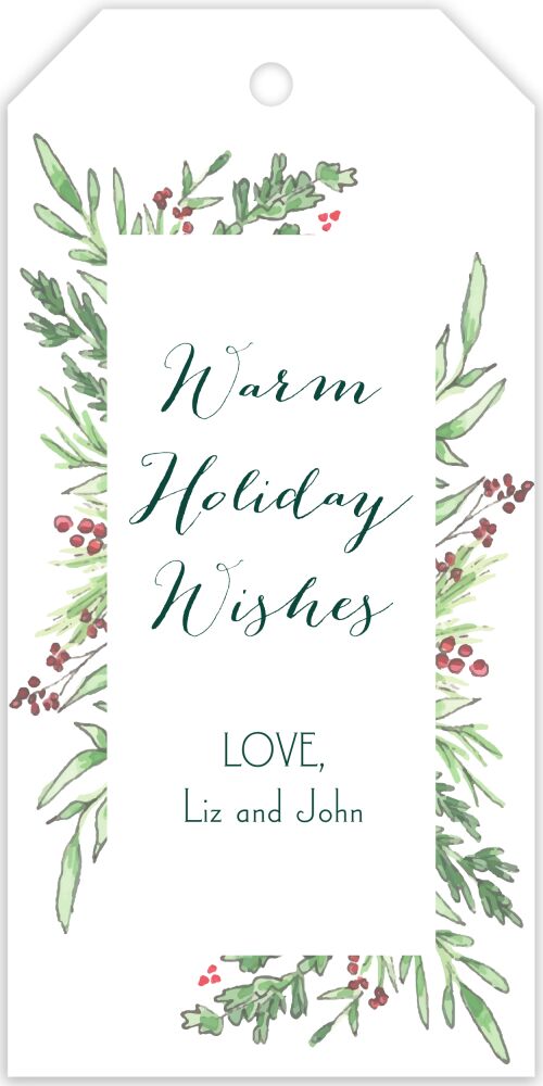 Winter Greenery Frame Hanging Gift Tag