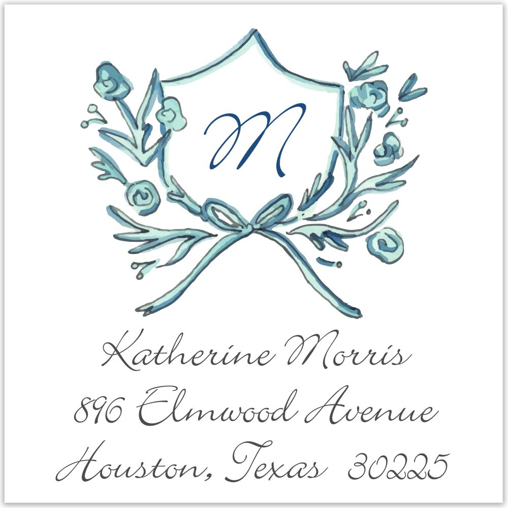 Blue Petite Crest Return Address Label
