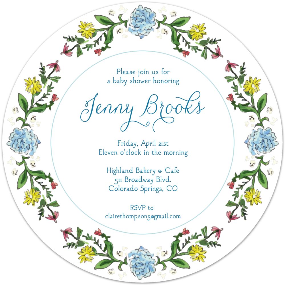 Circle of Spring Florals (White) Round Invitation 