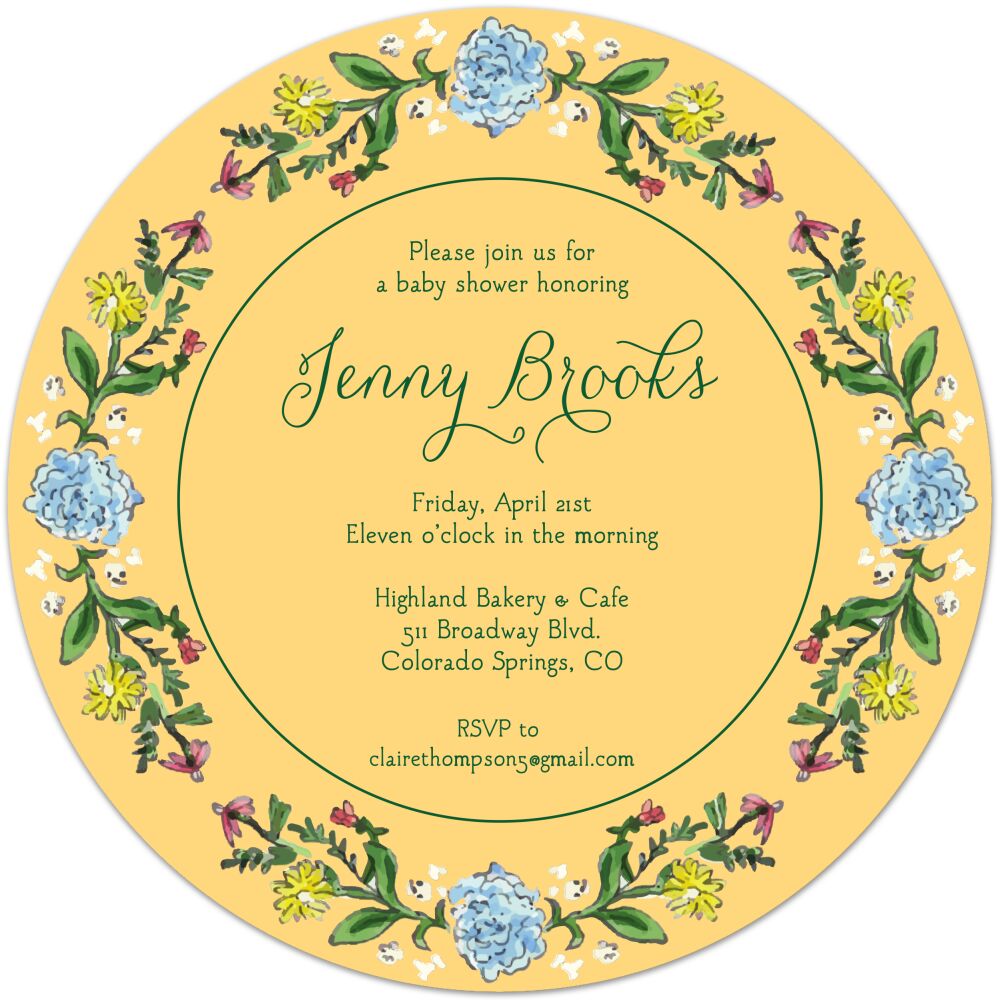 Circle of Spring Florals (Dandelion) Round Invitation 