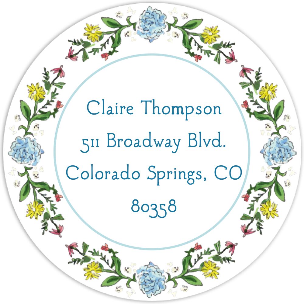 Circle of Spring Florals (White) Return Address Label
