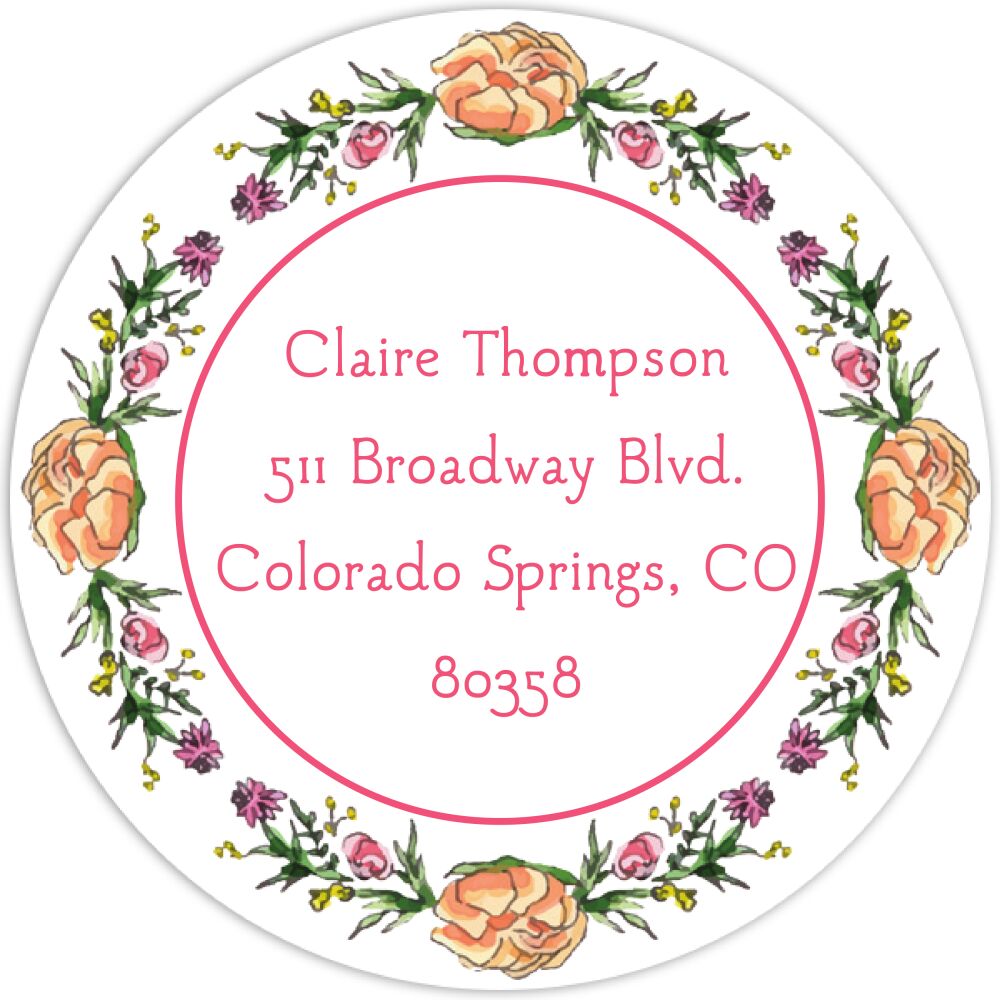 Peonies & Roses (White) Return Address Label