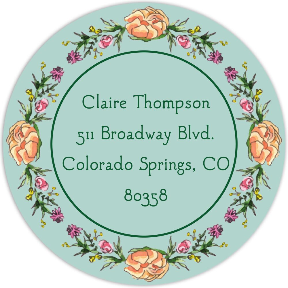 Peonies & Roses (Seafoam) Return Address Label
