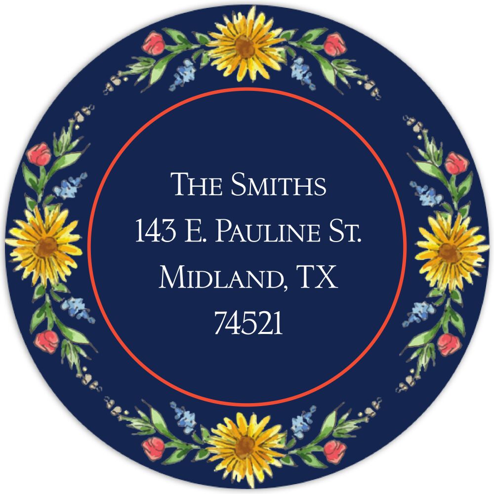 Circle of Sunflowers (Midnight) Return Address Label