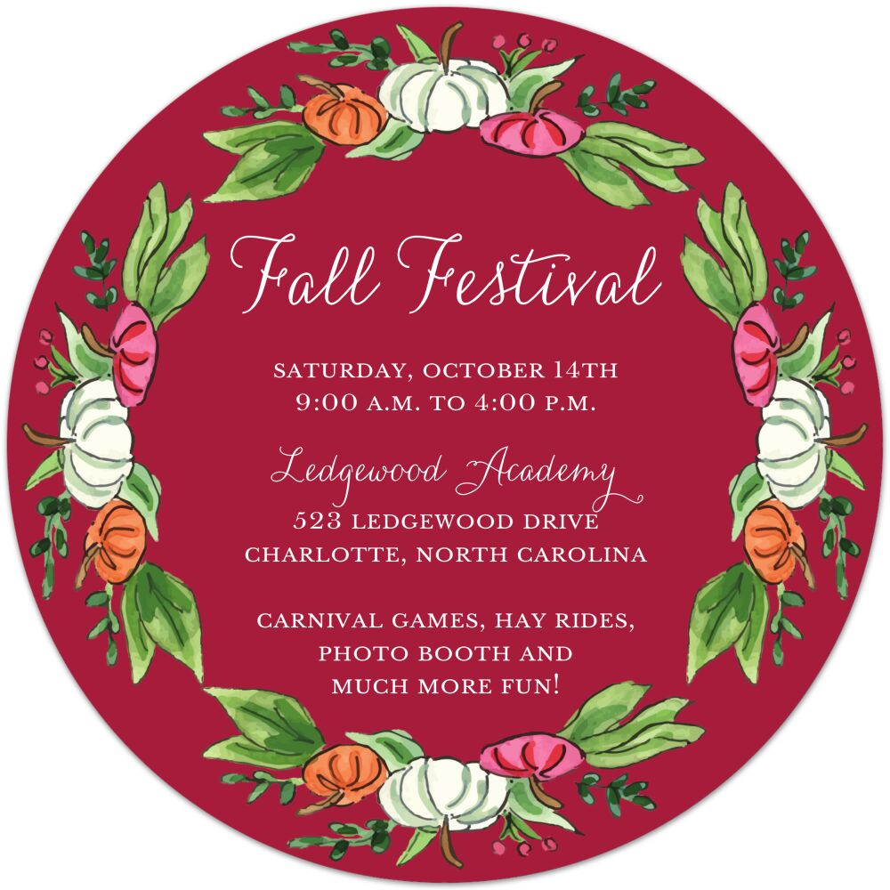 Pumpkin Patch (Scarlett) Round Invitation