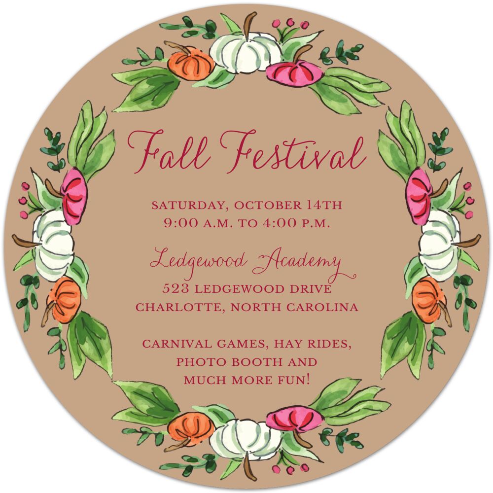 Pumpkin Patch (Champagne) Round Invitation
