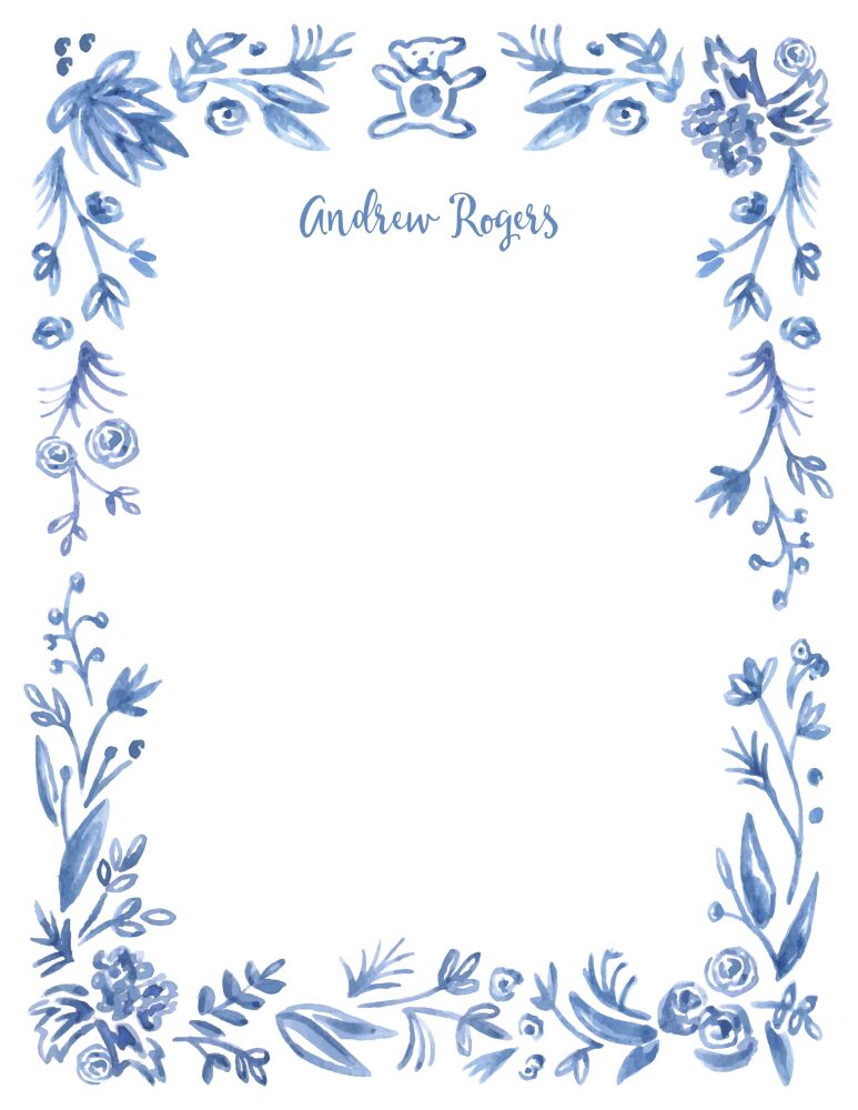 Soft Blue Baby Border Flat Note