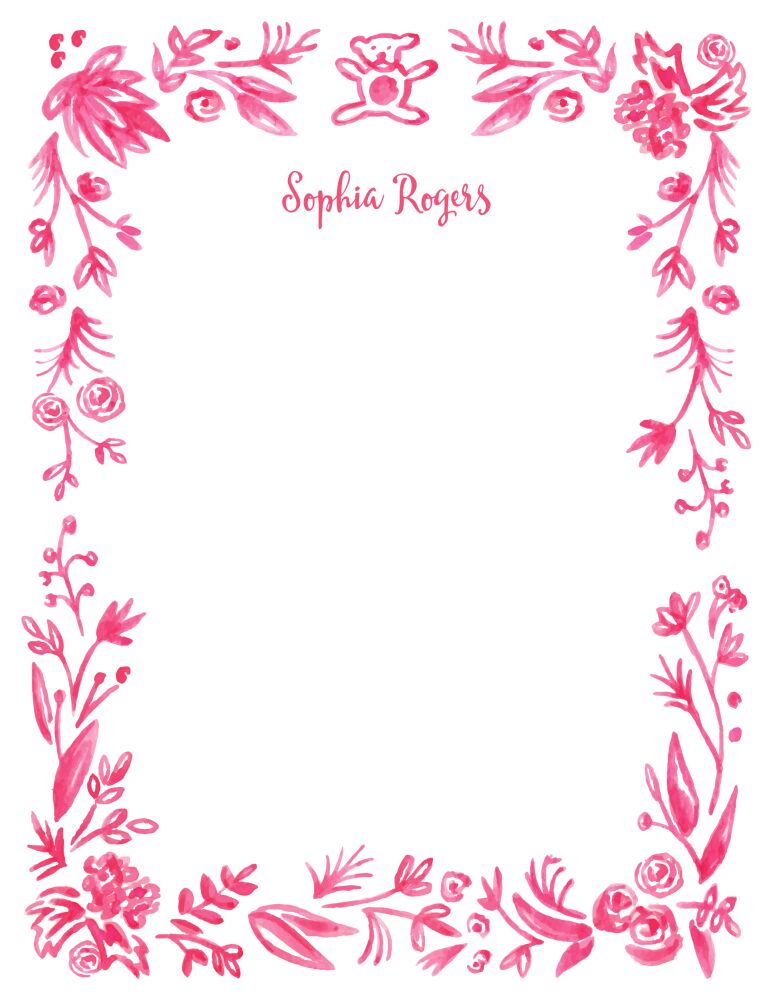 Soft Coral Baby Border Flat Note