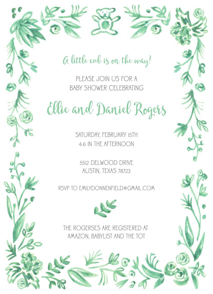Soft Mint Baby Border Invitation