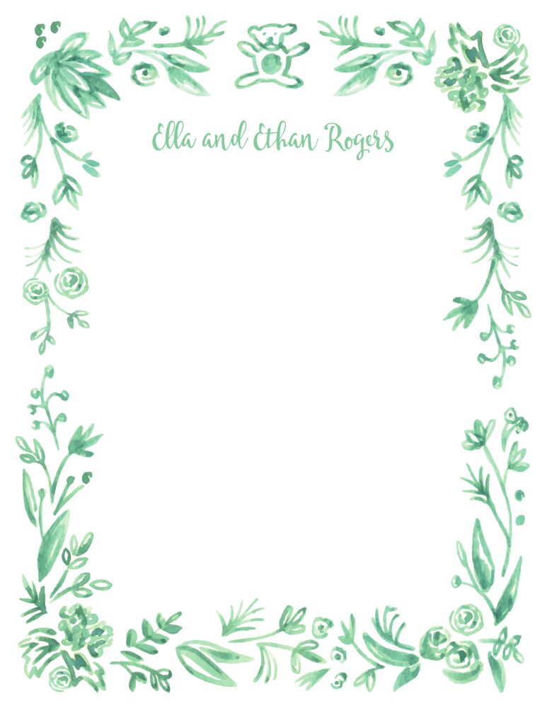 Soft Mint Baby Border Flat Note