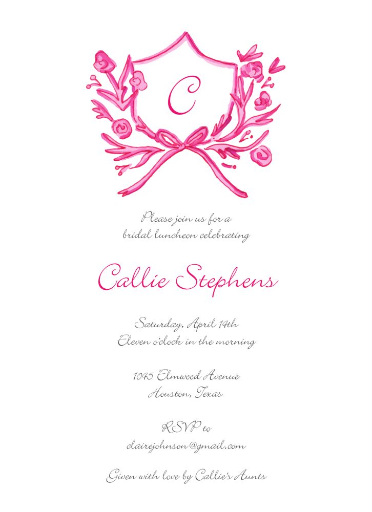 Pink Petite Crest Invitation