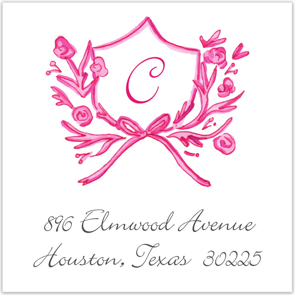 Pink Petite Crest Return Address Label