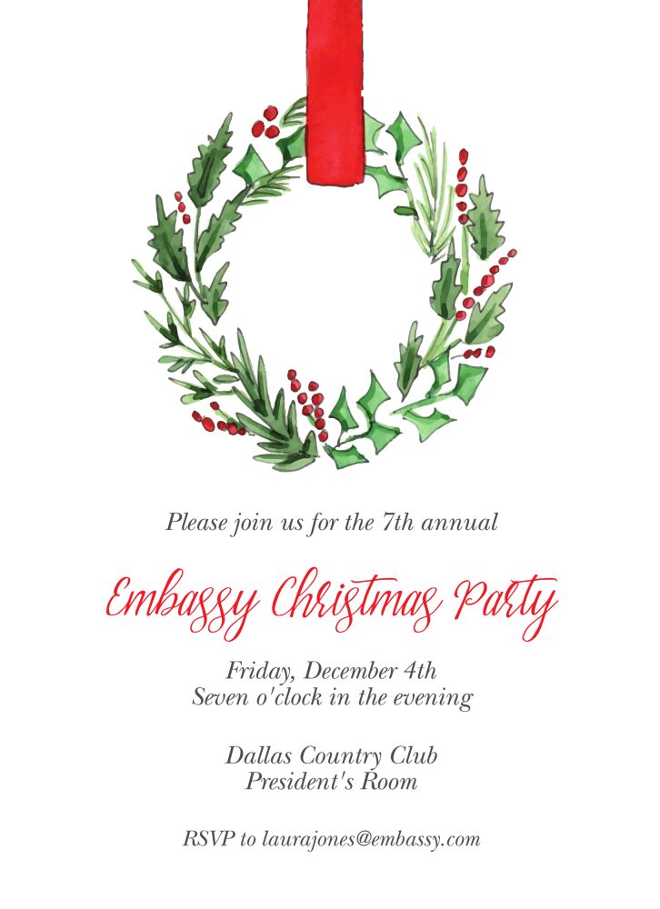 Holiday Wreath Invitation
