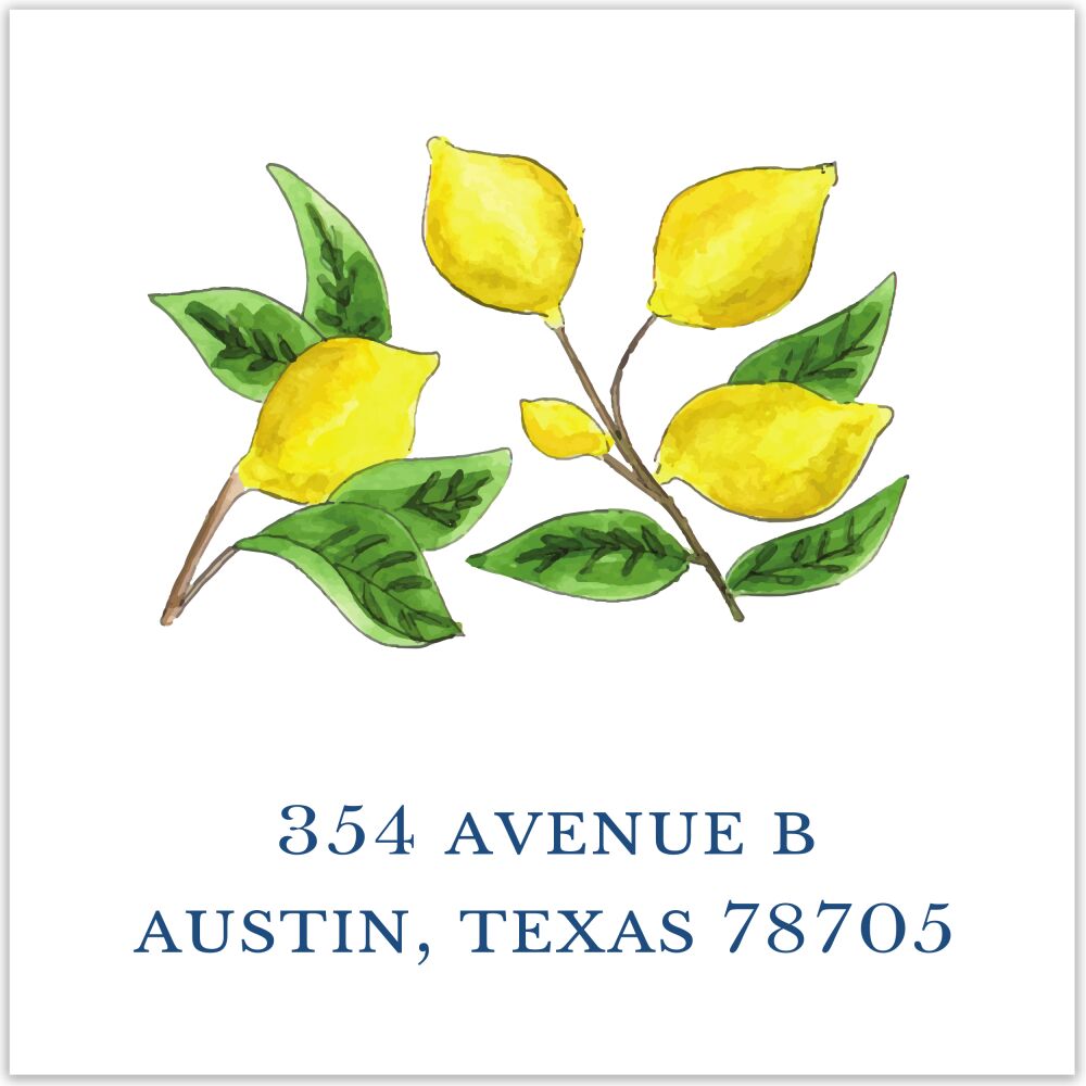 Mediterranean Blue and Lemon Return Address Label