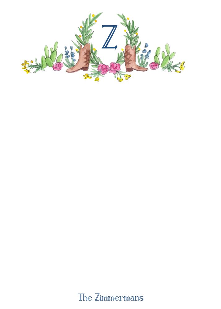 Boots, Cactus and Greenery Notepad