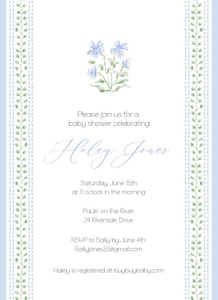 Blue Pattern Florals Invitation