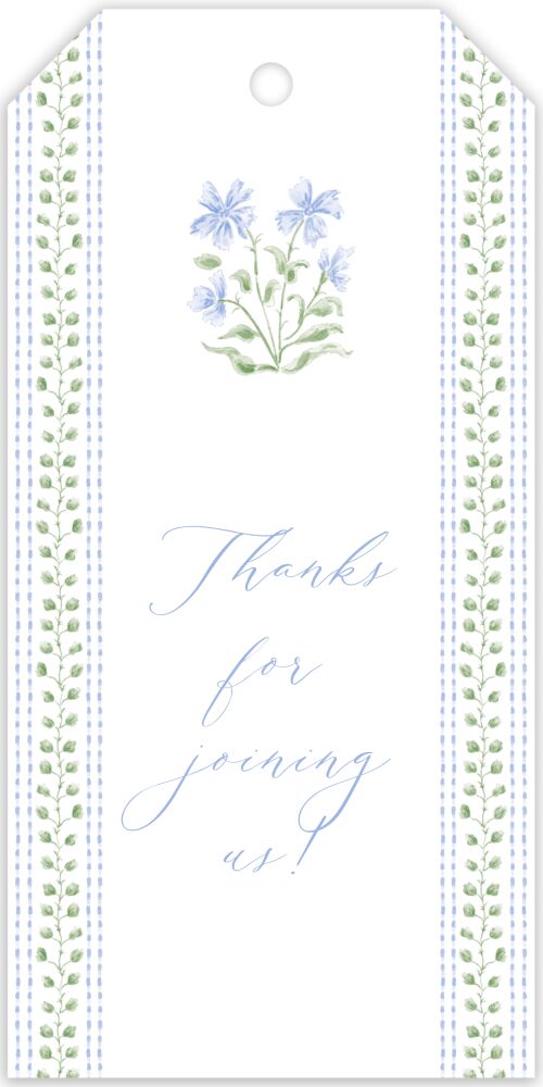 Blue Pattern Florals Hanging Gift Tag