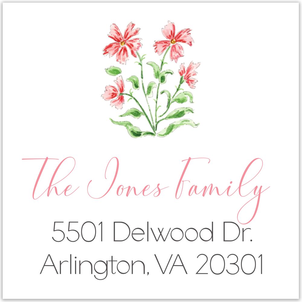 Pink Pattern Florals Return Address Label
