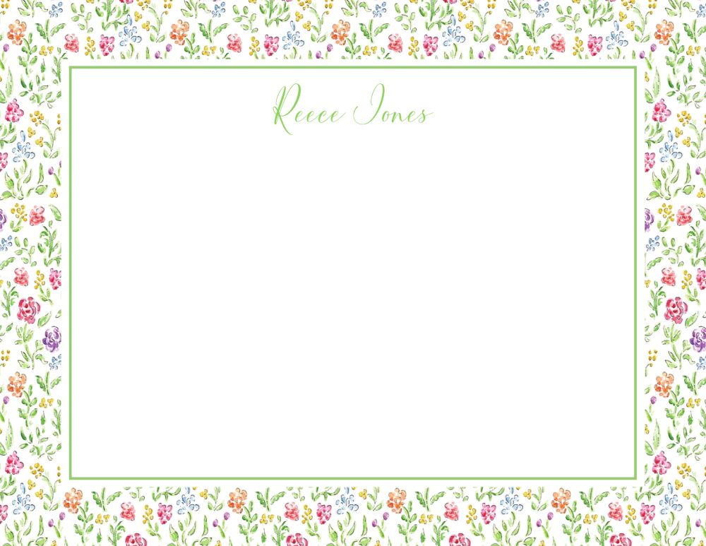 Garden Party Pattern Flat Note Card