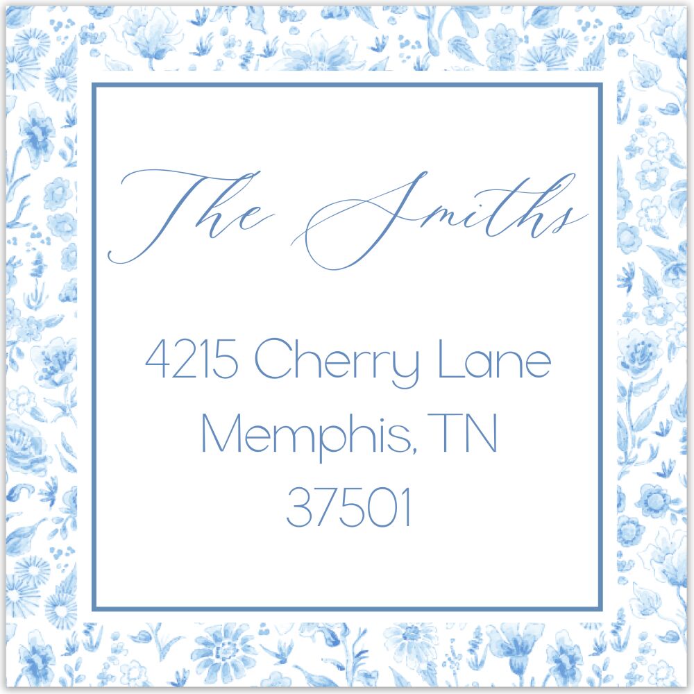 Monochromatic Florals Return Address Label