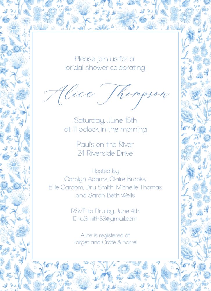 Monochromatic Florals Invitation