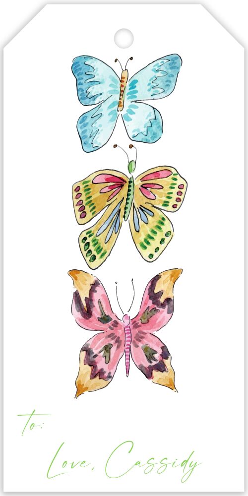 Painted Butterflies Hanging Gift Tag