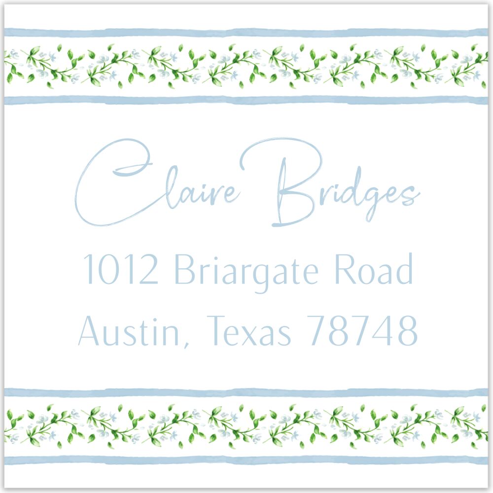 Blue Blossom Return Address Label