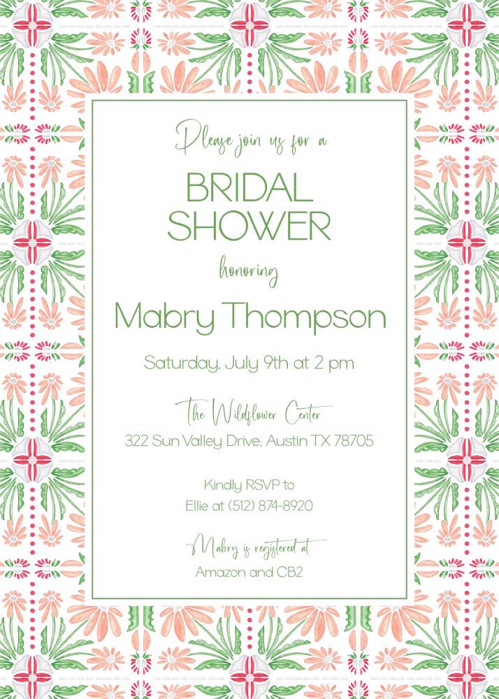 Coral Tile Invitation