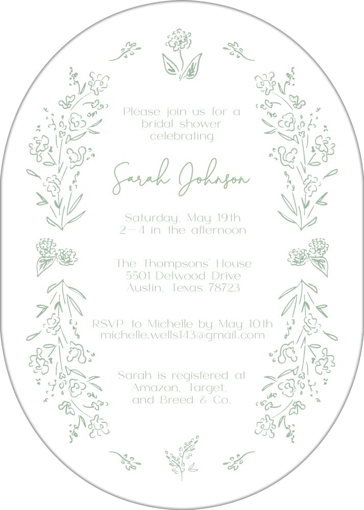 Botanical Line Art Double-Arch Shape Invitation