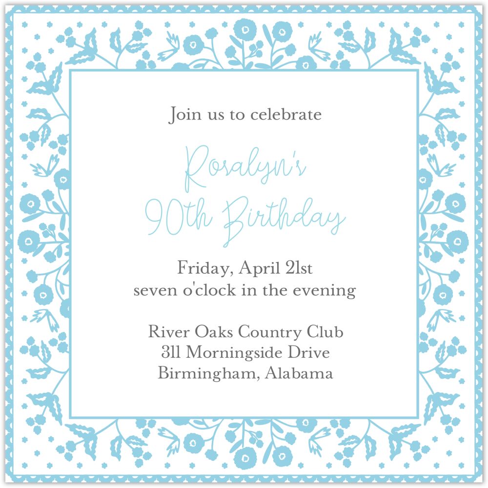 Floral Pattern Square Invitation