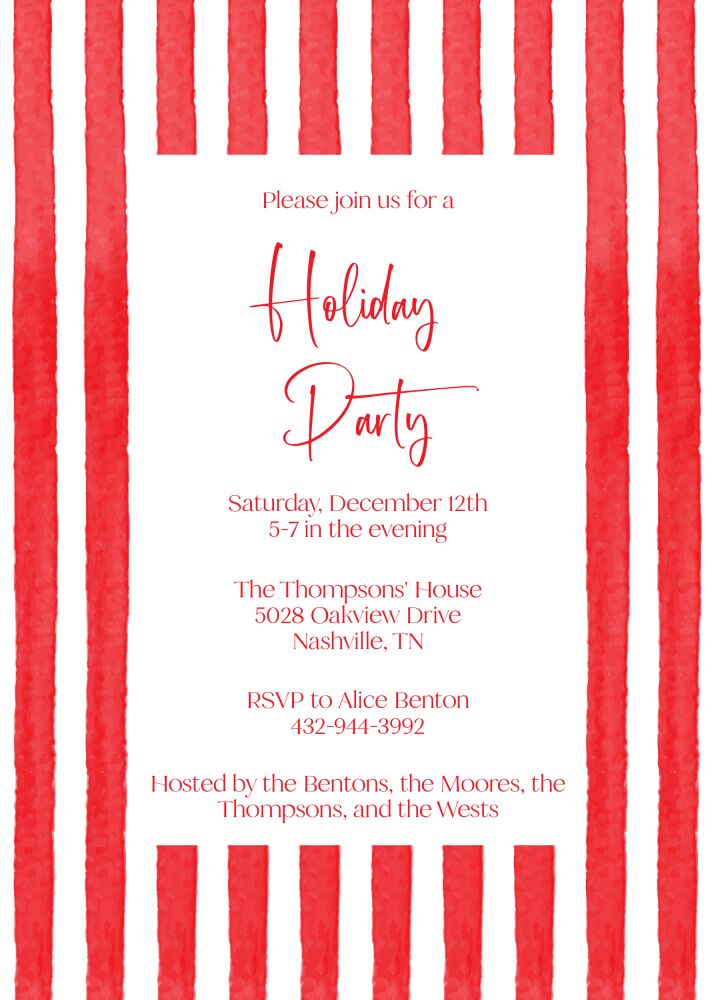 Holiday Stripes Invitation