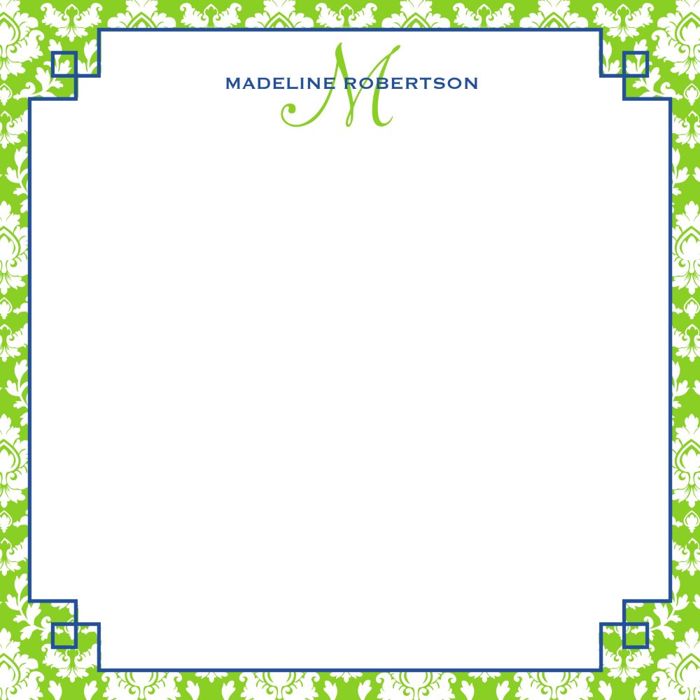 Stylish Lime Damask Notepad 