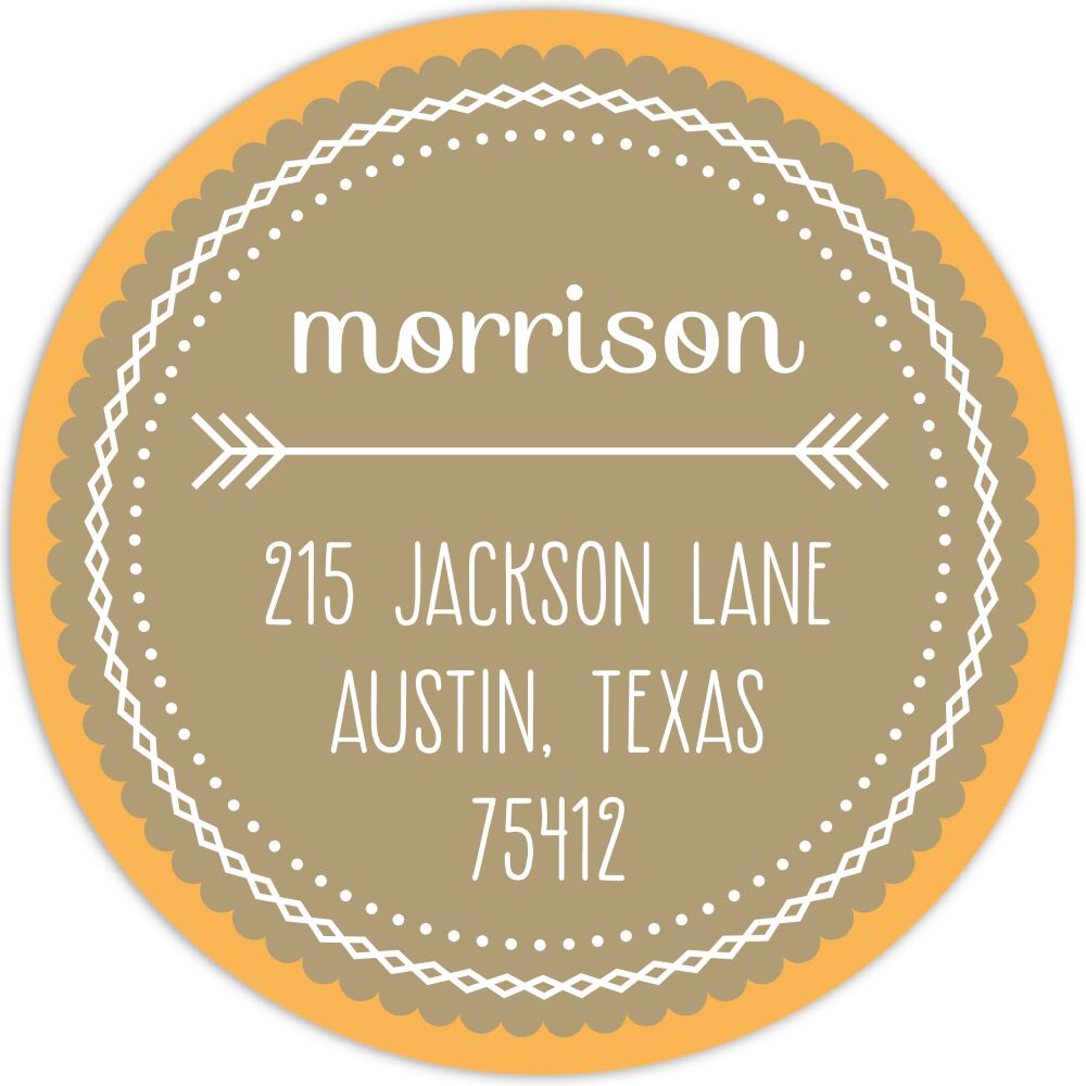 Tangerine Arrows Return Address Sticker