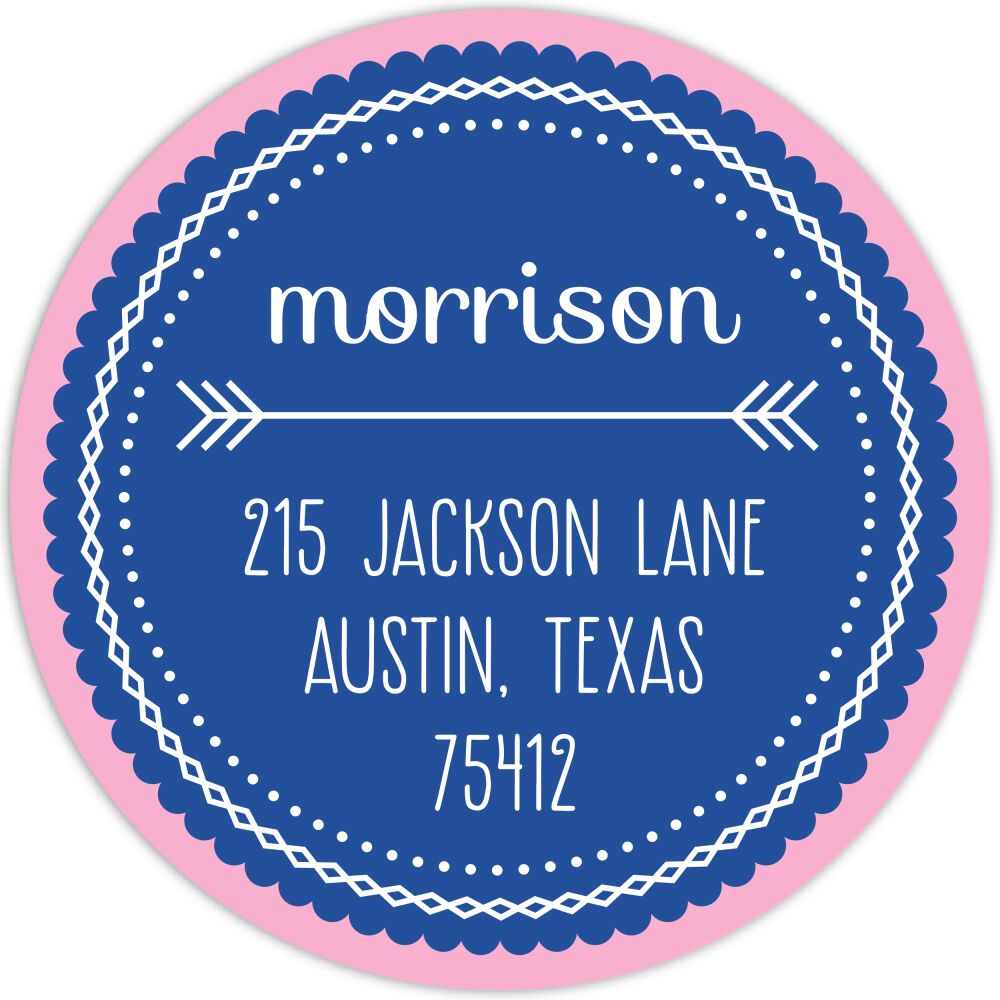 Pink Arrows Return Address Sticker
