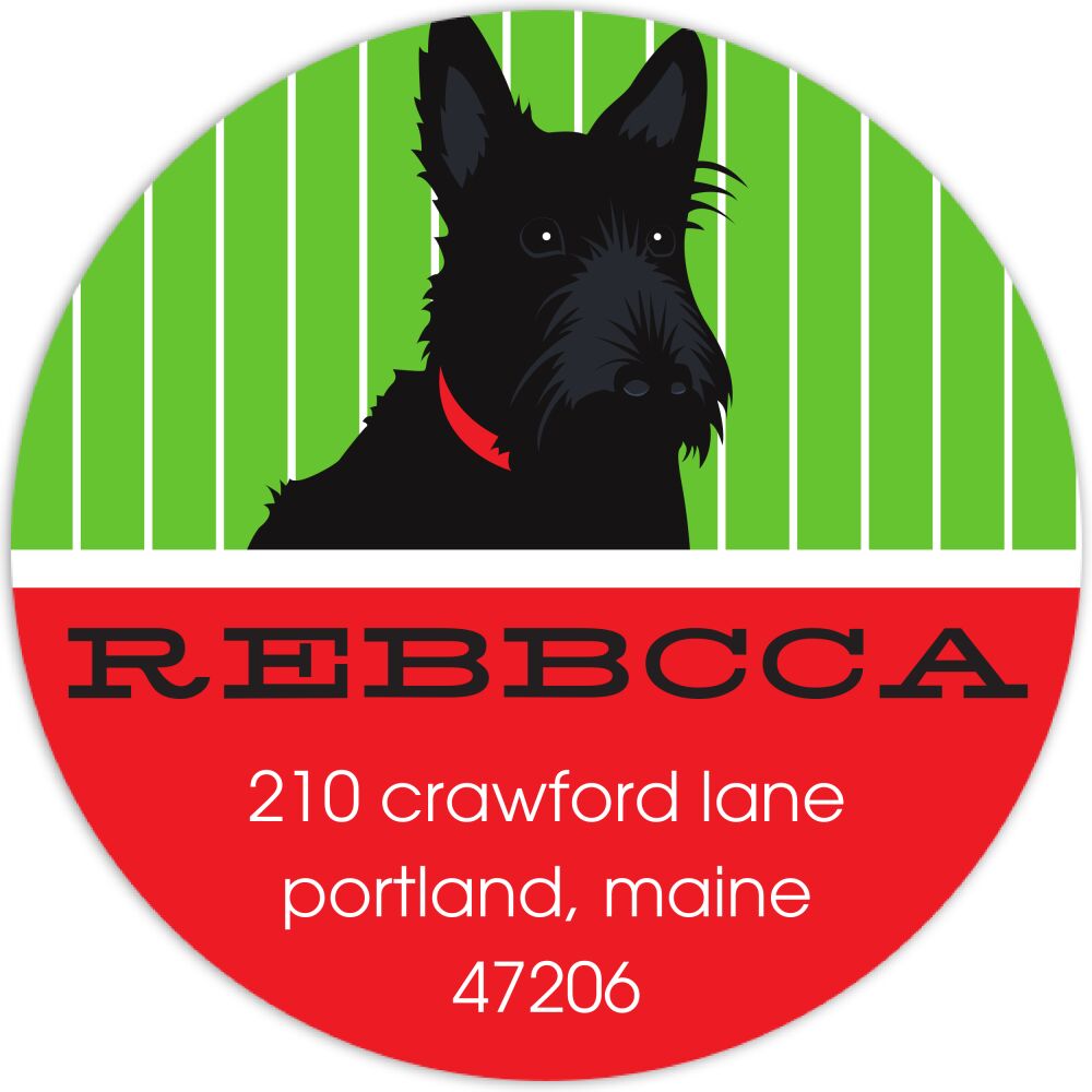 Scottish Dog Pinstripe Label
