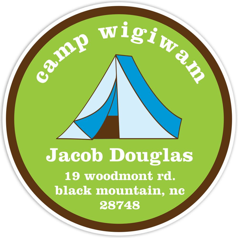 Blue Tent Camp Label