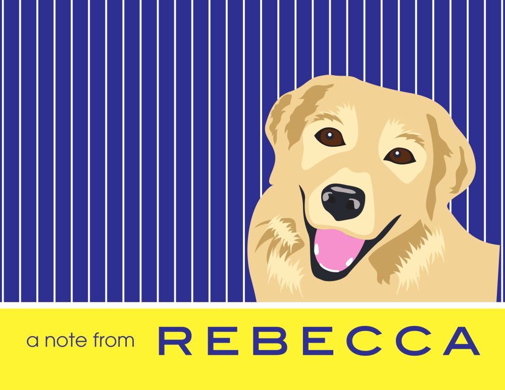 Golden Retriever Pinstripe Dog Folded Note 