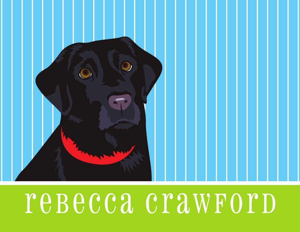 Black Lab Pinstripe Dog Folded Note 