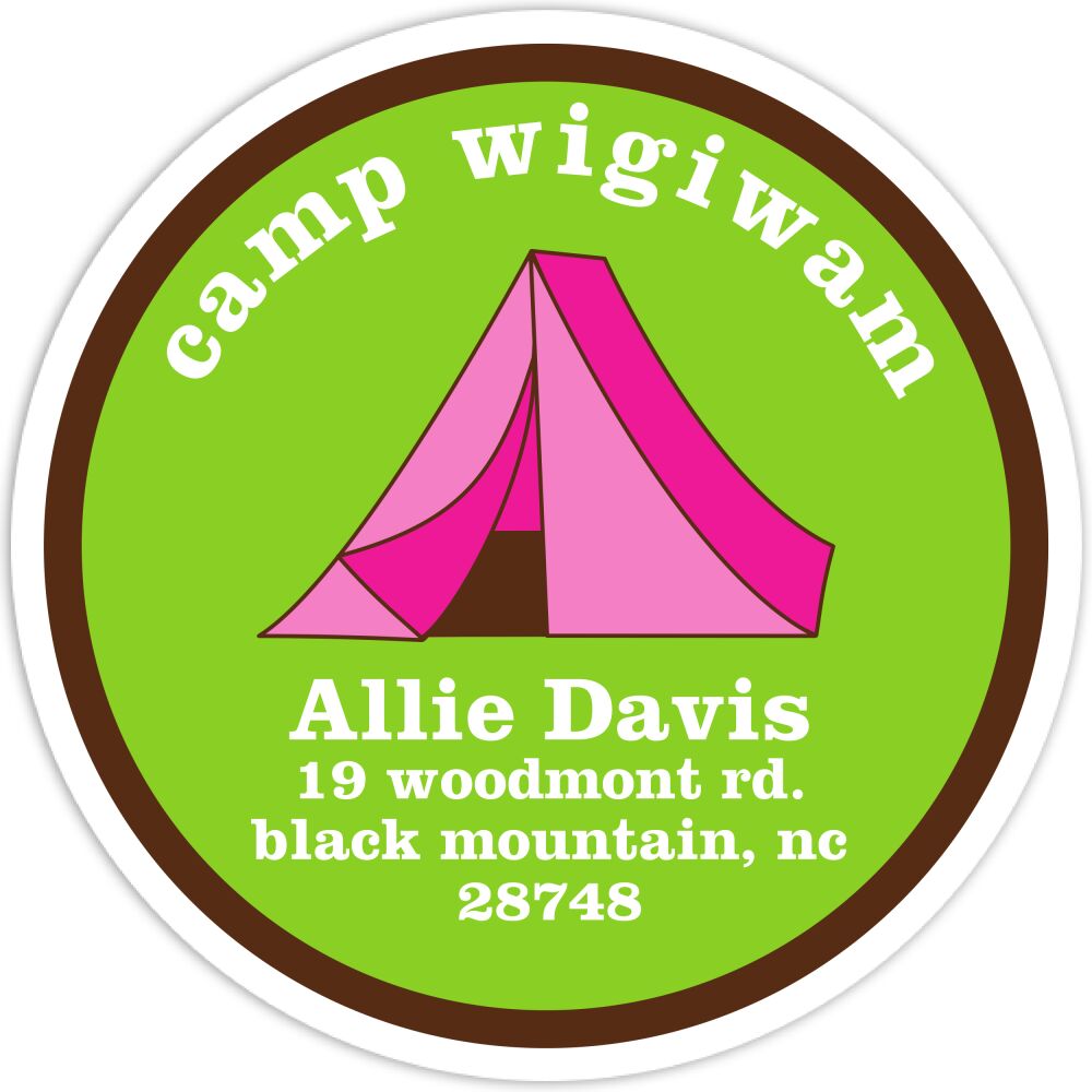 Pink Tent Camp Label