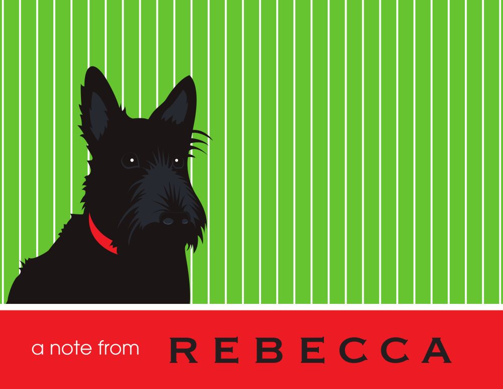 Scottish Dog Pinstripe Folded Note 