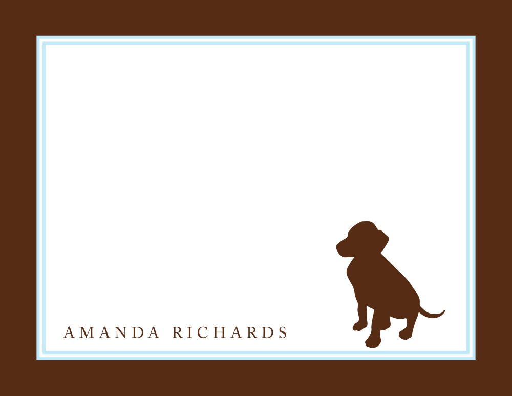 Brown & Light Blue Dog Silhouette Flat Note 