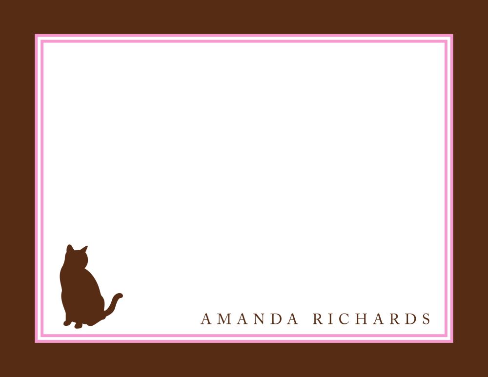 Brown & Pink Cat Silhouette Flat Note 