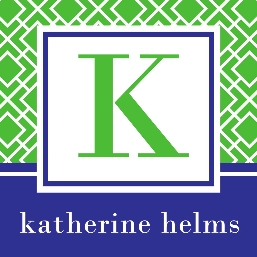 Green & Navy Geometric Print Initial Sticker 