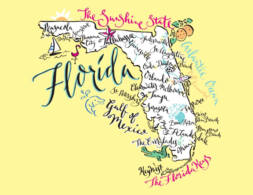 Florida Map Folded Note